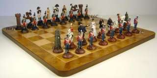 Battle of Waterloo chess set metal W 17 Burlwood board  