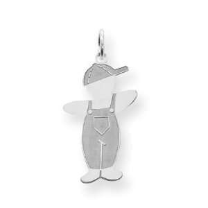    925 Sterling Silver Pee Wee Boys Bib Overalls Hat Charm: Jewelry