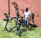 Large Cast Bronze Children w/ Water Guns Water Fountain  