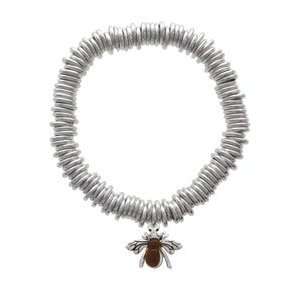  Silver Bee with Amber Resin Body Charm Links Bracelet 