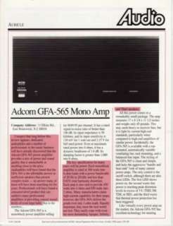 Adcom 2 Original GFA 565 Amp/GFP 565 Preamp Brochures  