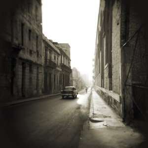 Early Morning Street Scene with Old American Car, Havana, Cuba 