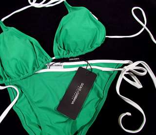 DOLCE & GABBANA° Original Triangel Bikini M,XL Grün/Weiß Swimsuit 