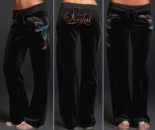 Sinful by Affliction VALERIAN Womans Track Sweatpants Velour S2355 