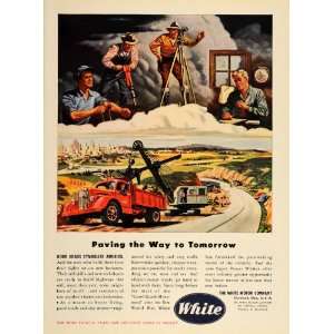  1946 Ad White Trucks Shovel Surveyors Road Construction 