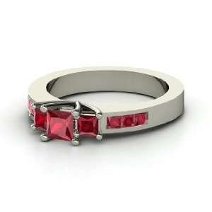  Farrah Ring, Princess Ruby 14K White Gold Ring Jewelry