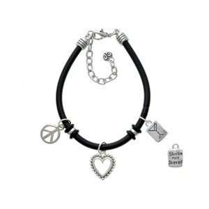   with AB Crystal and Martini   Black Peace Love Charm Bra Jewelry