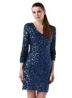 NWT $310 Aidan Mattox Blue Sequin Sheath Dress 8  
