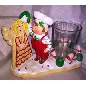   & GINGERBREAD ANGEL KISS Hand Painted Votive Holder