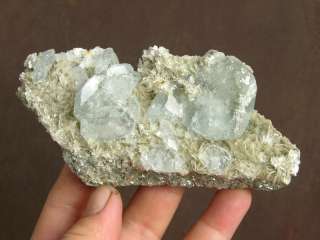 194g CLEAR Aquamarine(Beryl) Crystal Clusters,Mica,Rock  
