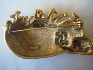 AJC American Jewelry Noahs Ark Pin Antiqued Goldtone  