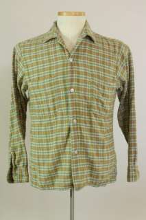 Vintage VLV 50s/60s Flannel Plaid Rockabilly Shirt S 14  