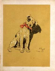 Cecil Aldin A Dog Day  1912  DOG CHEWING HIS RIBBON  