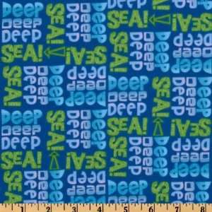  44 Wide Deep Deep Sea Words Royal Fabric By The Yard 