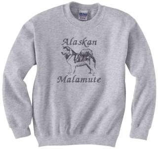 Alaskan Malamute Working Dog Silhouette Embroidered Sweatshirts Small 