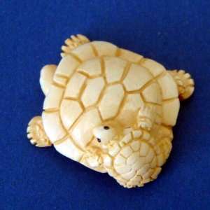  Antique Mammoth Ivory Japanese Netsuke Turtle Carry Baby 