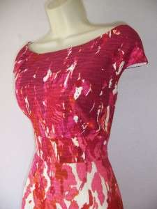 ELIZA J Ivory/Pink Print Cotton Sleeveless Casual Cocktail Evening 