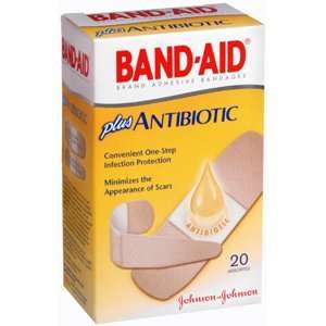 Band Aid Adhesive Bandages Plus Antibiotic Assorted Sizes 20 ea