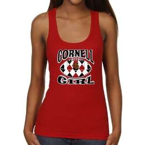 com Cornell Big Red Ladies Argyle Girl Juniors Ribbed Tank Top   Red 