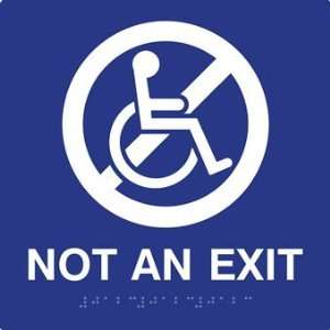   Exit Sign with Tactile Non Accessible Symbol and Grade 2 Braille   8x8