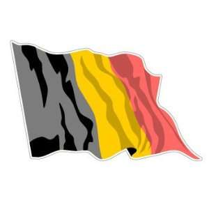  BELGIUM WAVING FLAG   Sticker Decal   #S0142 Automotive