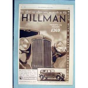 Car Cars Advert Advertising Hillman Motor London Print 