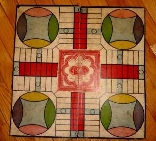 1890 antique PARCHEESI GAME BOARD  