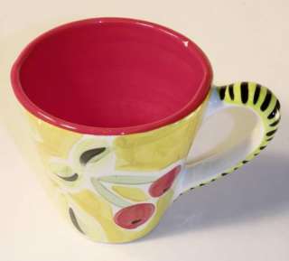 Vicki Carroll Signed Mug cup TUTTI FRUITI Mississippi Art Pottery 