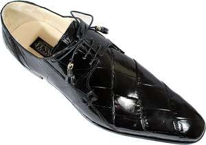 Fennix Italy Genuine Alligator Mens Dress Shoes Black 3228 Size 8 14 