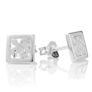 925 Sterling Silver Tiny Sea Turtle Square Post Stud Earrings 8 mm 