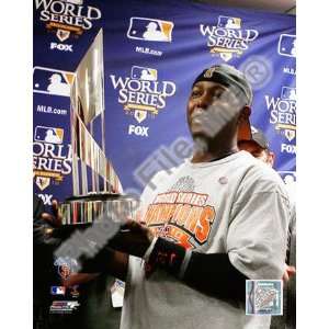  Edgar Renteria with the World Series MVP Trophy Game Five 