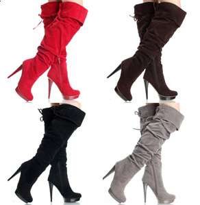 Sexy Velvet Dress Slouch Womens Platform Stiletto Heel Thigh Knee High 