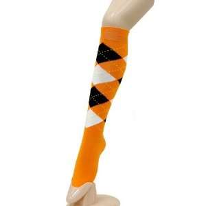  Orange Pastel Argyle Printed Knee High Socks Size 9 11 