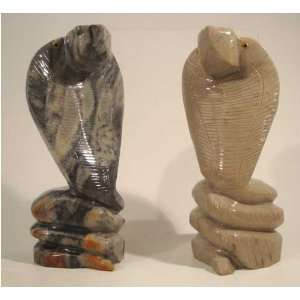   Cobra Snake Figurine 8.0h Cobra Snake Stone Carving 