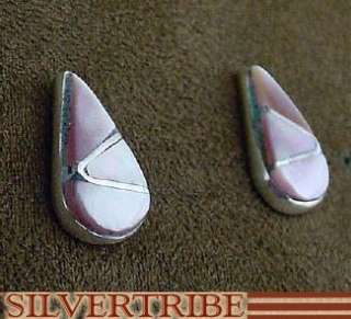 Native American Zuni Pink Mother Of Pearl Post Earring  