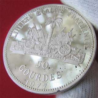 HAITI 1977 50 GOURDES SILVER PROOF 1980 MOSCOW OLYMPICS 36mm 