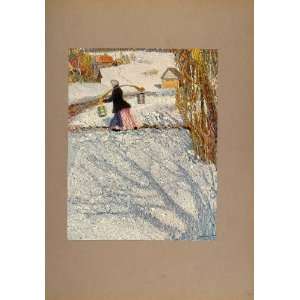  1905 Print March Snow Russia Woman Farm Igor Grabar 