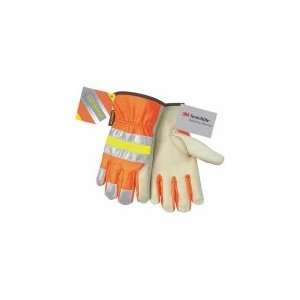  MEMPHIS GLOVE 32111L Leather Palm Glove,Hi Vis Orange,L,PR 