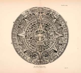   Wood Engraving Calendar Stone Ancient Aztec Mexico Thomas Brocklehurst