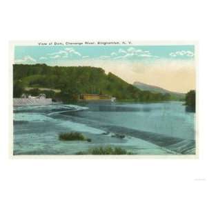 Binghamton, New York   View of Chenango River and Dam Premium Poster 