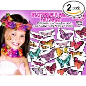  Temporary Tattoos Face Tattoos for Girls, 40 Tattoos (Pack of 2 