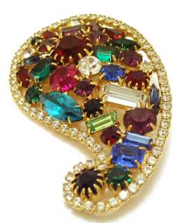 Vintage Large Marie Ferra Rhinestone Brooch Pin Jewelry  