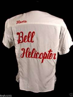 RARE 1950S BELL HELICOPTER EMBROIDERED BOWLING SHIRT  