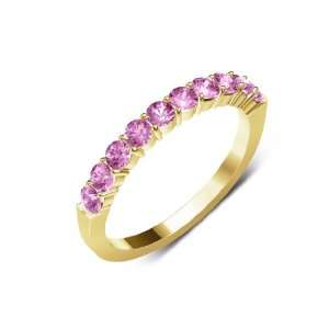  Round Pink Tourmaline (AA+ Clarity,Pink Color) 10 Stone Wedding Band 
