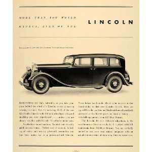  1933 Ad Lincoln Ford Motor Company Motor Car Limousine 