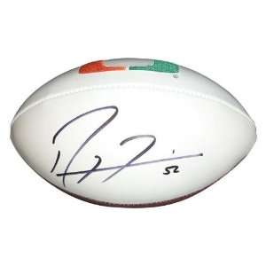 Lewis Autographed Miami Hurricanes Logo Football   Autographed College 