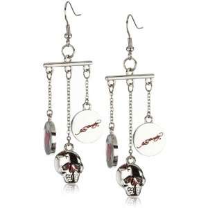   Skull Drop Base Metal Dangling Fish Hook Earrings, 3  Jewelry