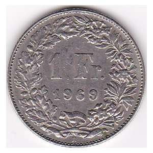  1969 Switzerland 1 Franc Coin 