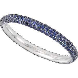 Amazing Blue Sapphire Pave Bridal Eternity Band in 14 kt White Gold (5 