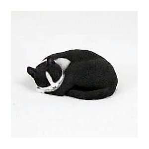  CAT BLACK/WHITE Tabby PLEASANT DREAMS Figurine Sleeps n 